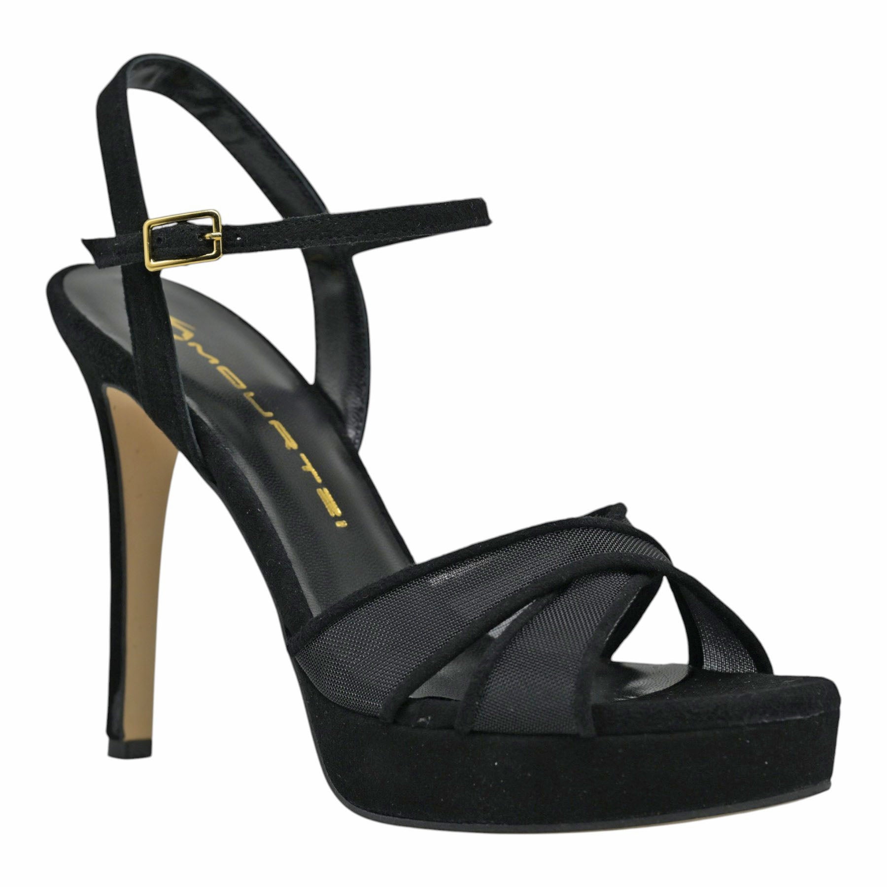 Mourtzi 860F33 Πέδιλα Slingback με Τούλι και Φιάπα - Μαύρα