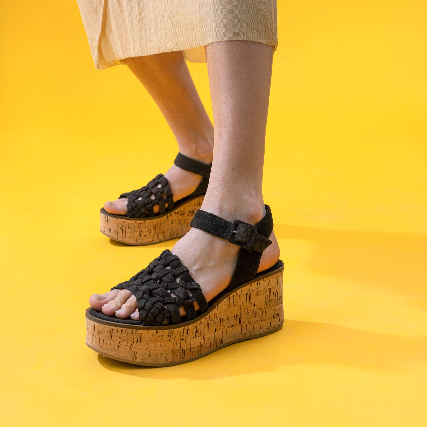 Paloma Barcelo Ressy Πλατφόρμες Slingback Πλεκτές - Chocolate Σουέντ