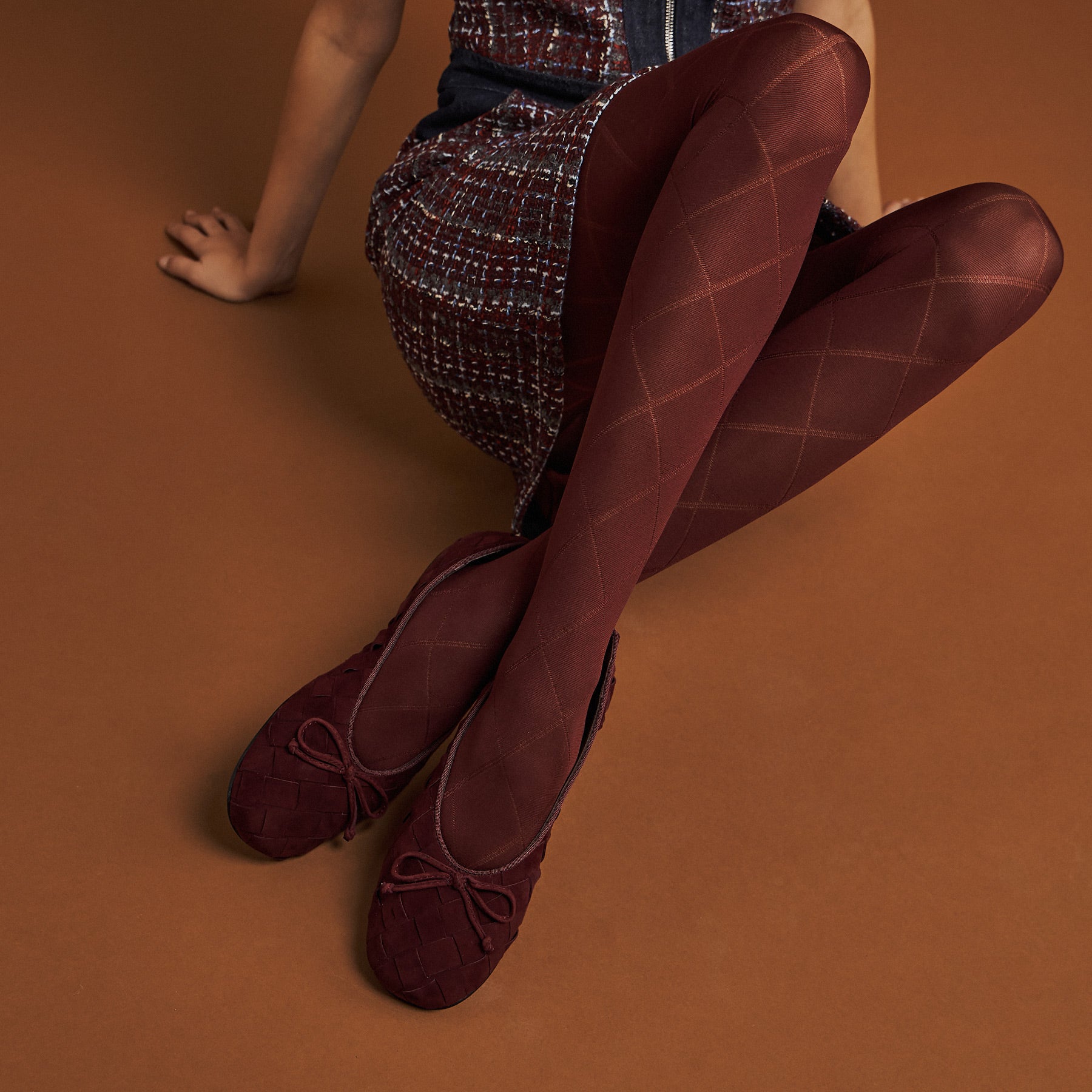 Pedro Anton Paris Μπαλαρίνες με Πλέξη - Μπορντό Σουέντ