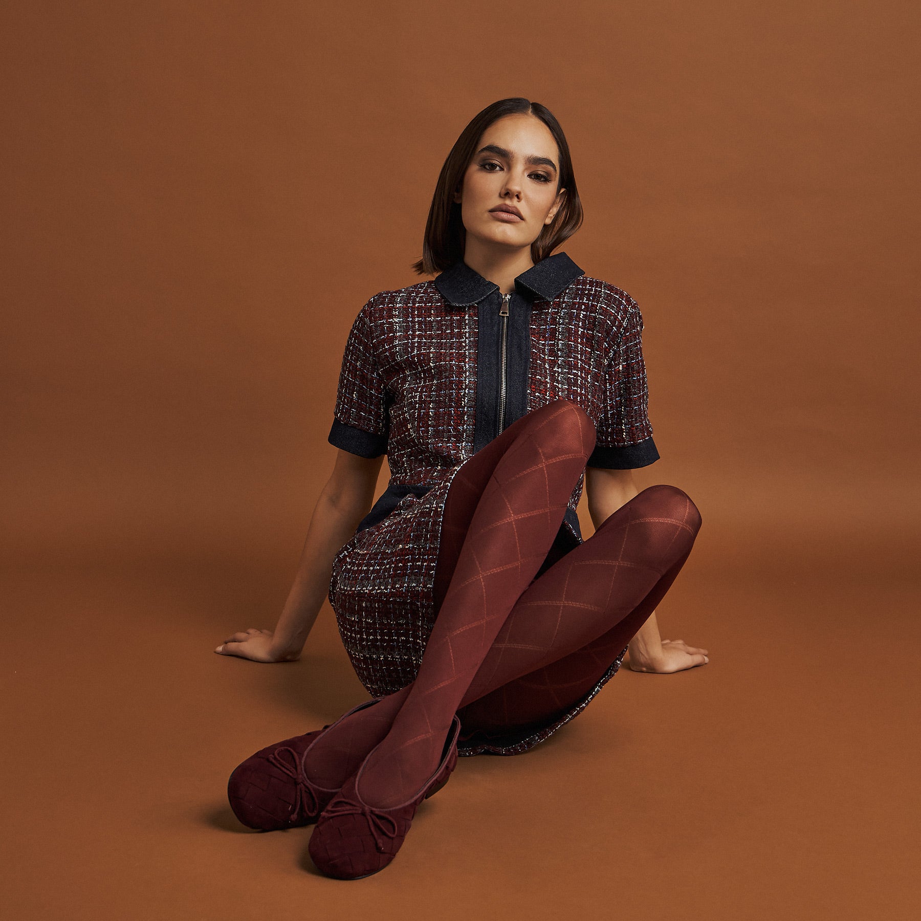 Pedro Anton Paris Μπαλαρίνες με Πλέξη - Μπορντό Σουέντ