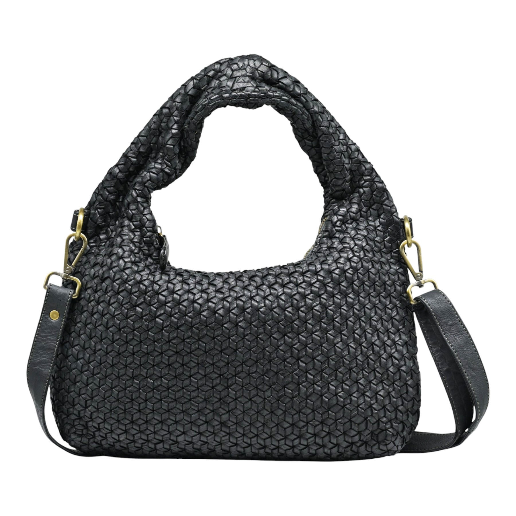 Philippe Lang 1009 Τσάντα Hobo Πλεκτή - Μαύρη