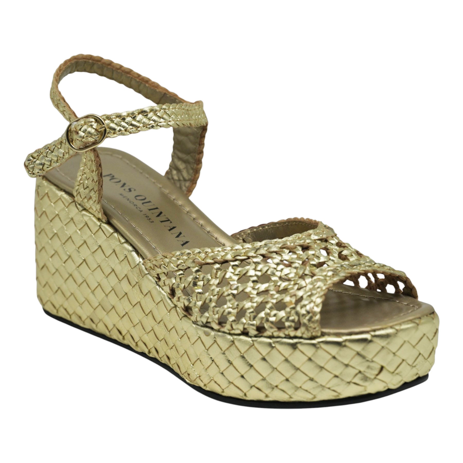 Pons Quintana 10283 Πέδιλα με Πλεκτή Πλατφόρμα - Platino