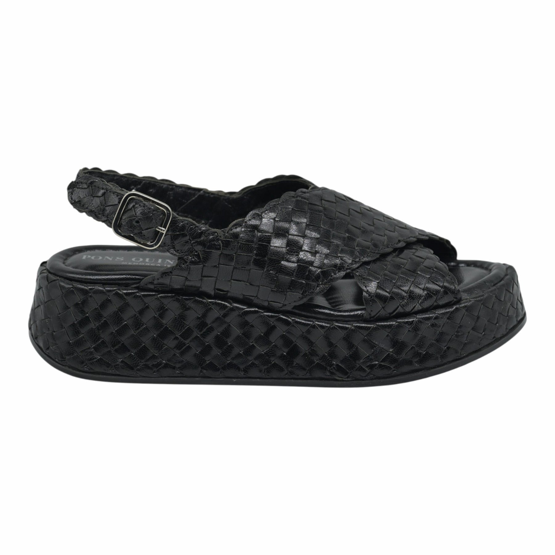 Pons Quintana 10829 Πλατφόρμες Slingback Χιαστί - Μαύρες
