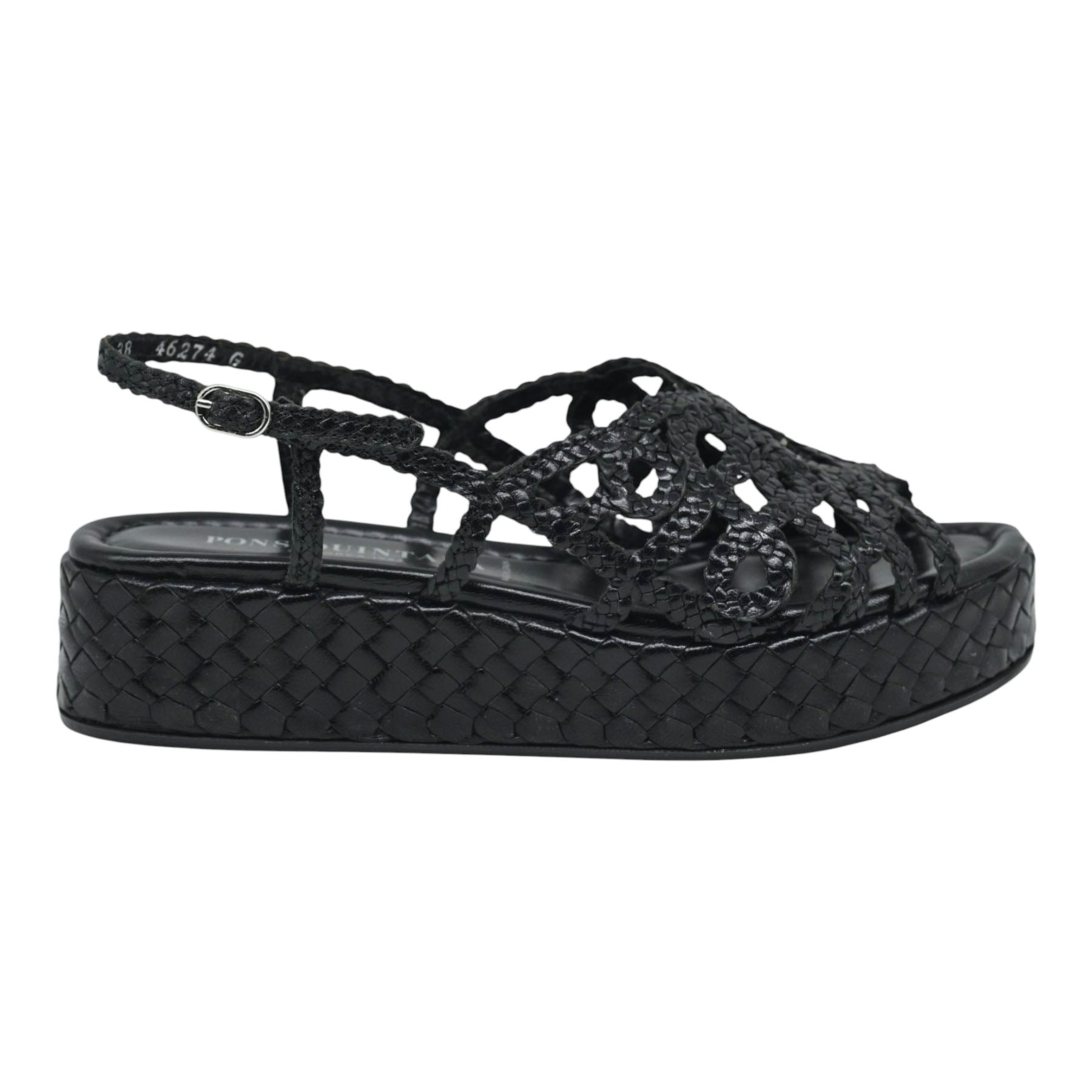 Pons Quintana 11252 Σανδάλια με Πλατφόρμα και Πλεξούδες - Μαύρα