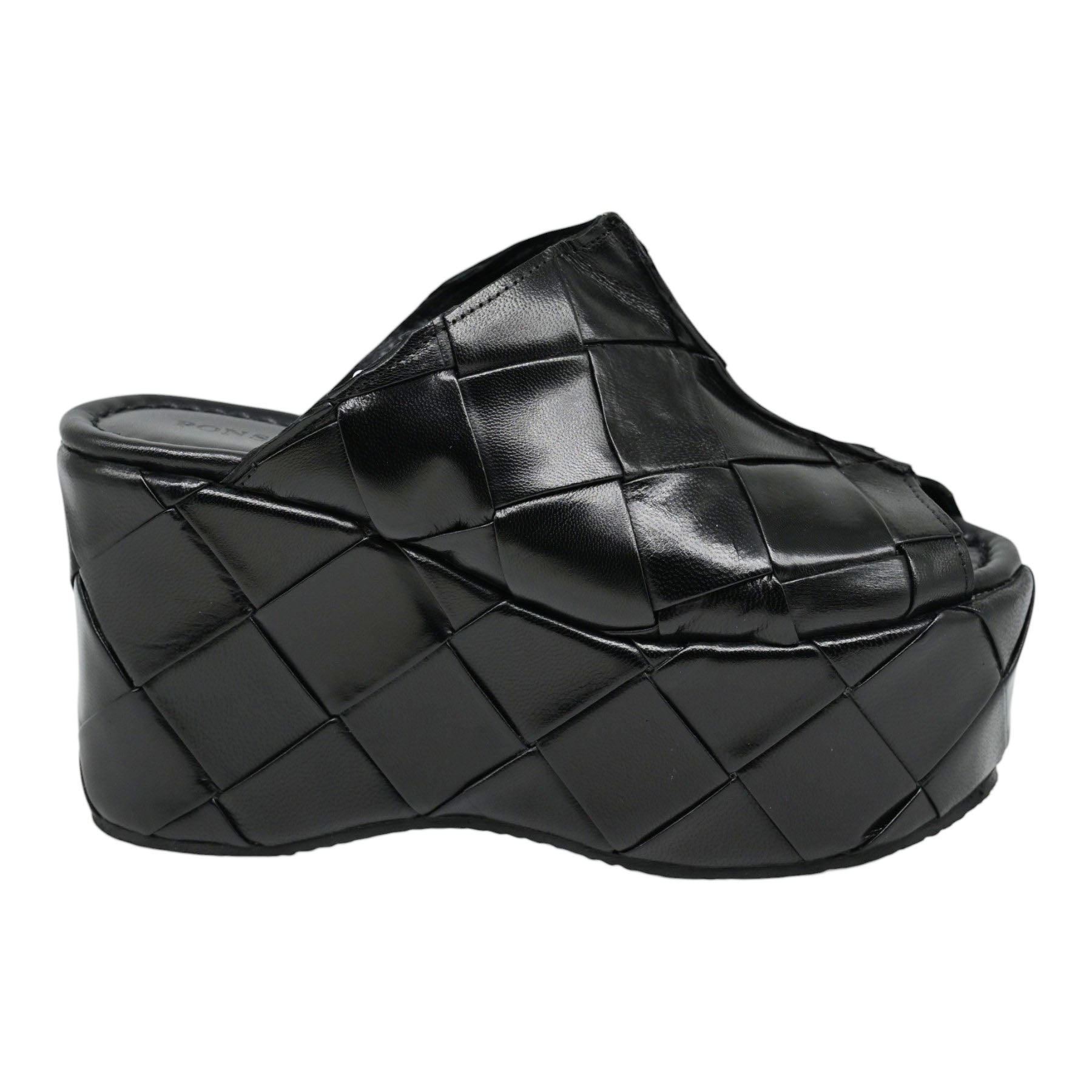 Pons Quintana 11909 Mules με Πλατφόρμα και Peep Toe - Μαύρα