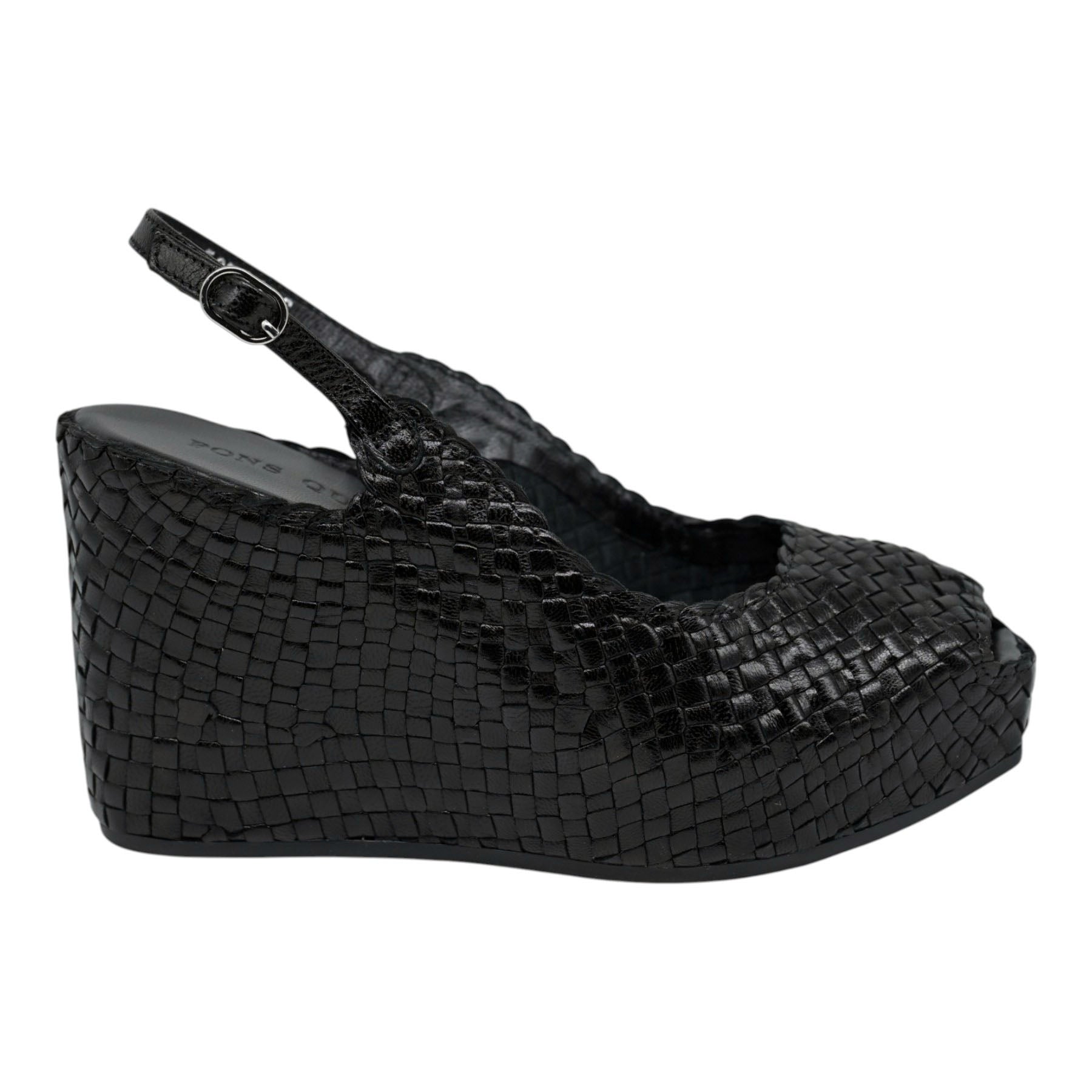 Pons Quintana Fancy Πλατφόρμες Slingback με Peep Toe - Μαύρες
