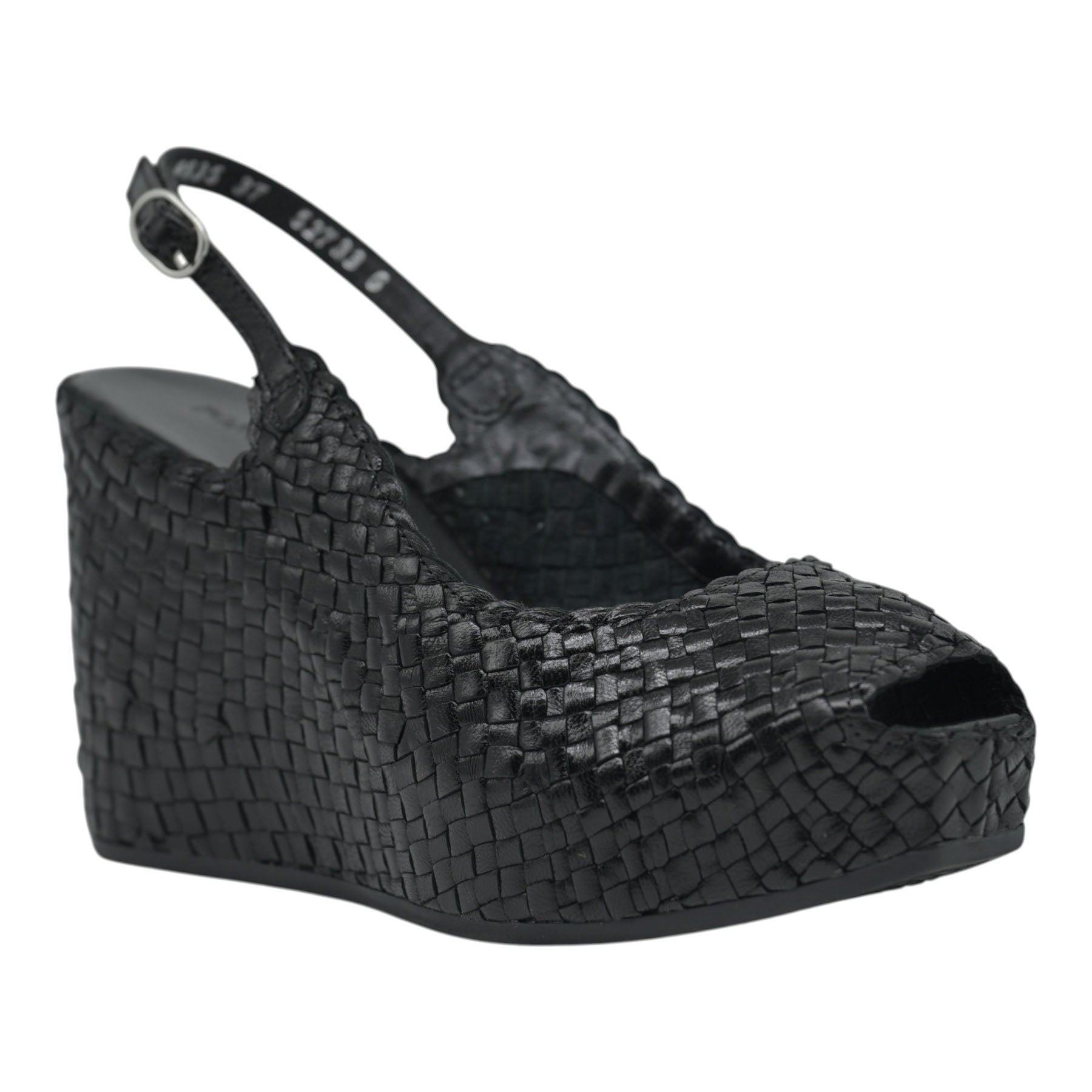 Pons Quintana Fancy Πλατφόρμες Slingback με Peep Toe - Μαύρες