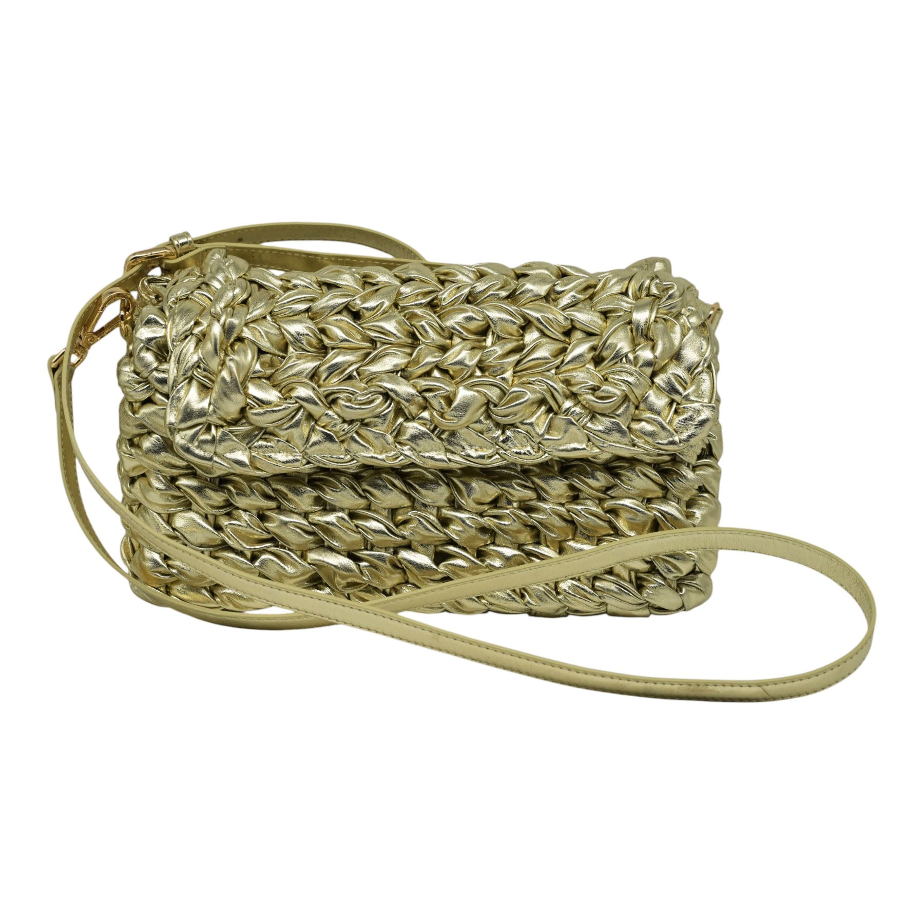 Pons Quintana V251 Τσάντα Χιαστί Πλεκτή - Platino