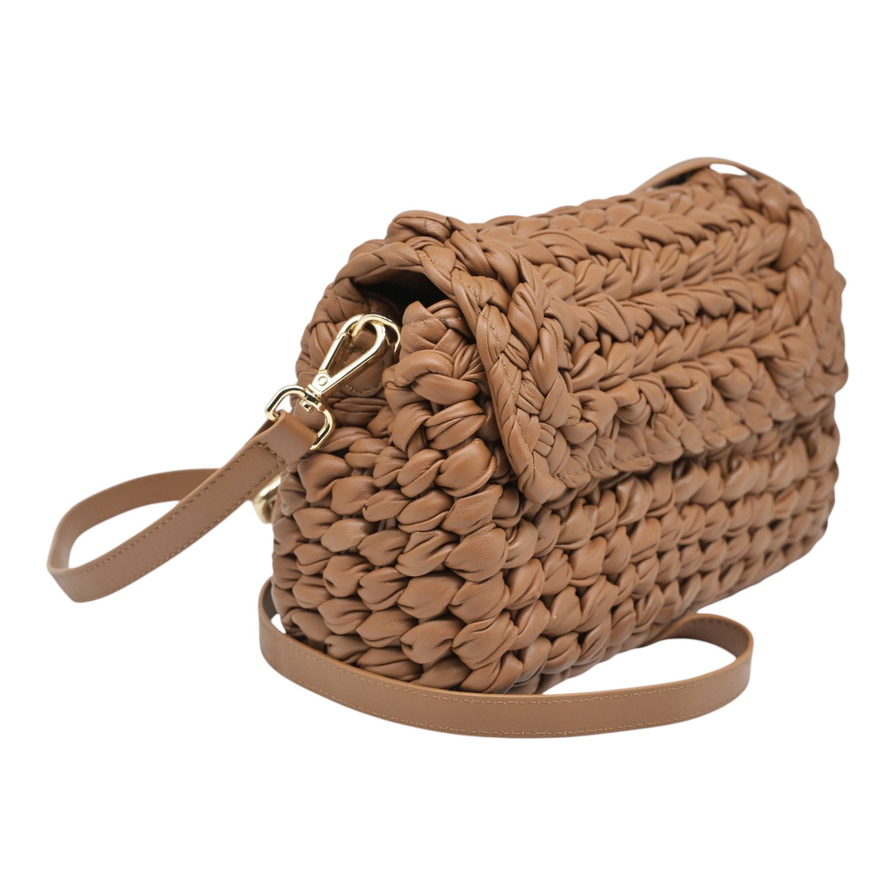 Pons Quintana V251 Τσάντα Χιαστί Πλεκτή - Toffee