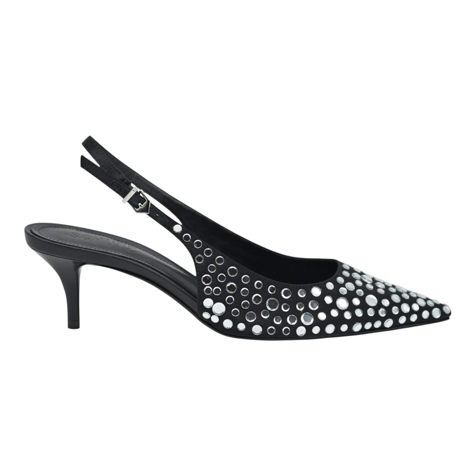 Schutz 21945 Γόβες Slingback με Πέτρες - Μαύρο με Ασημί