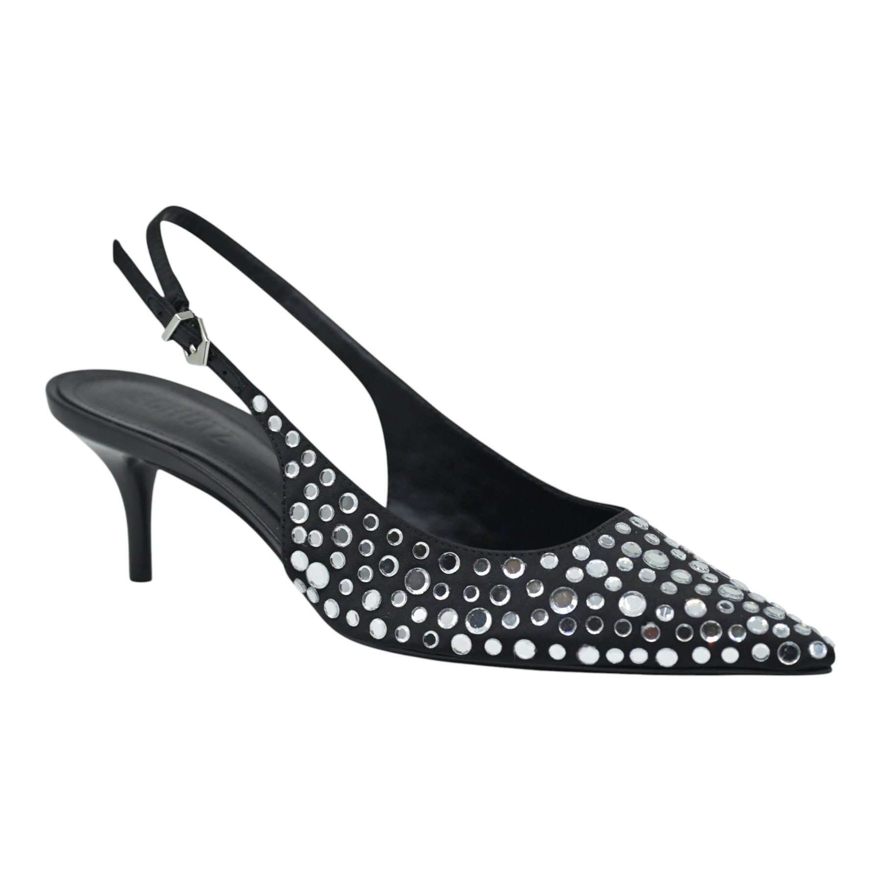Schutz 21945 Γόβες Slingback με Πέτρες - Μαύρο με Ασημί