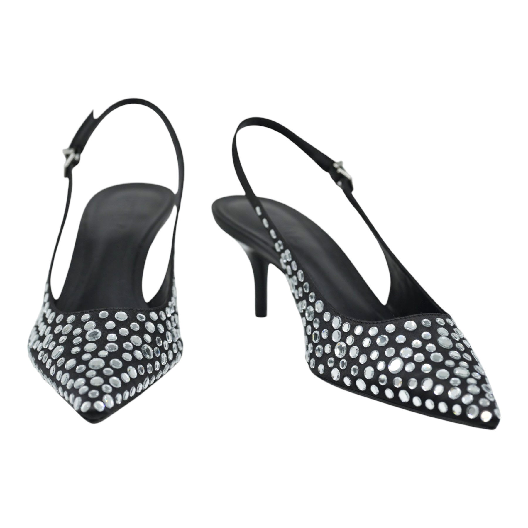 Schutz 21945 Γόβες Slingback με Πέτρες - Μαύρο με Ασημί