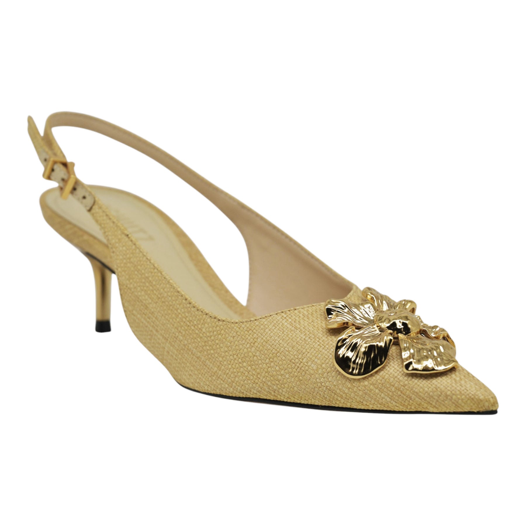 Schutz 22179 Γόβες Slingback με Μεταλλικό Λουλούδι - Beige