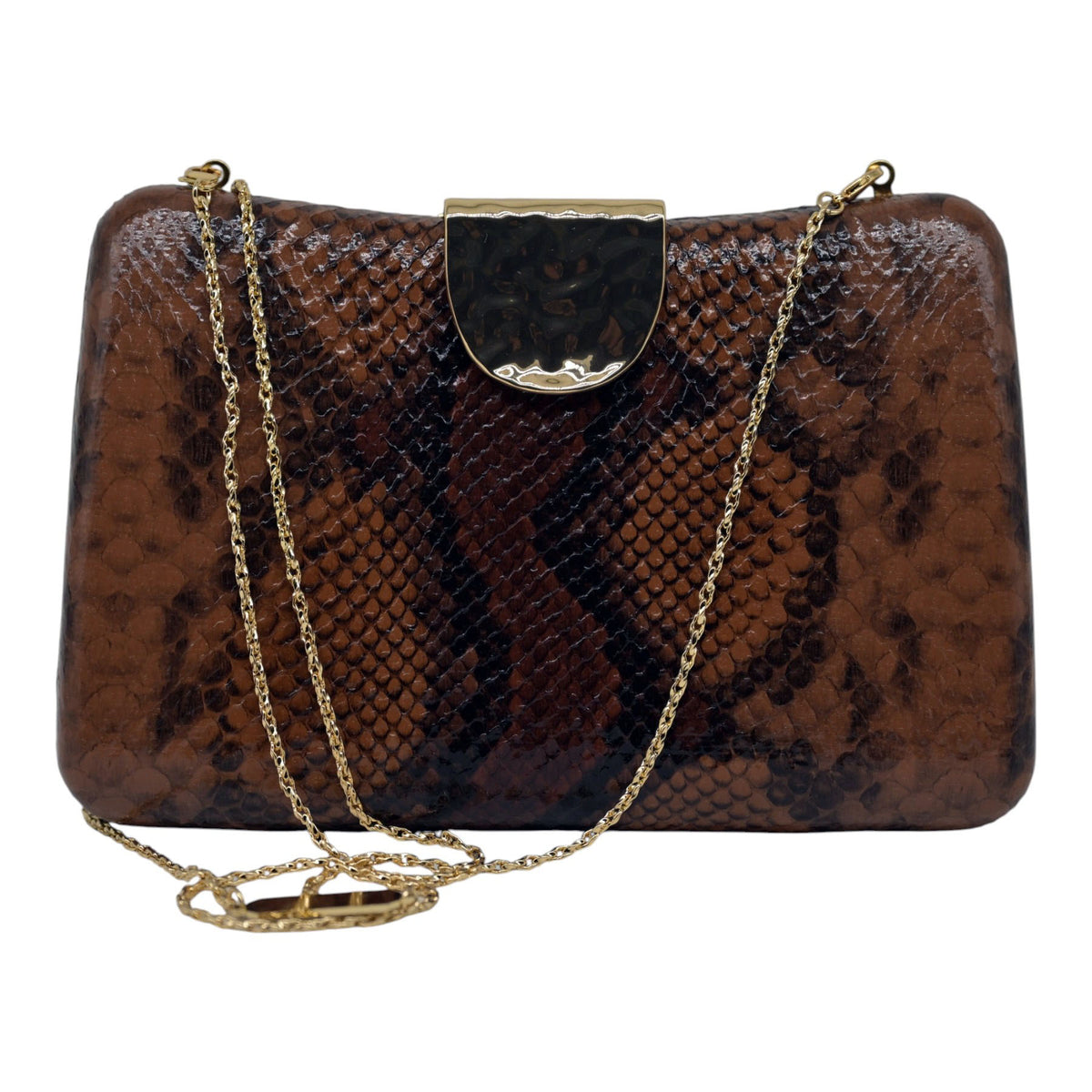 Twenty Fourhaitch Oleria Τσάντα Clutch Ανάγλυφη - Καφέ
