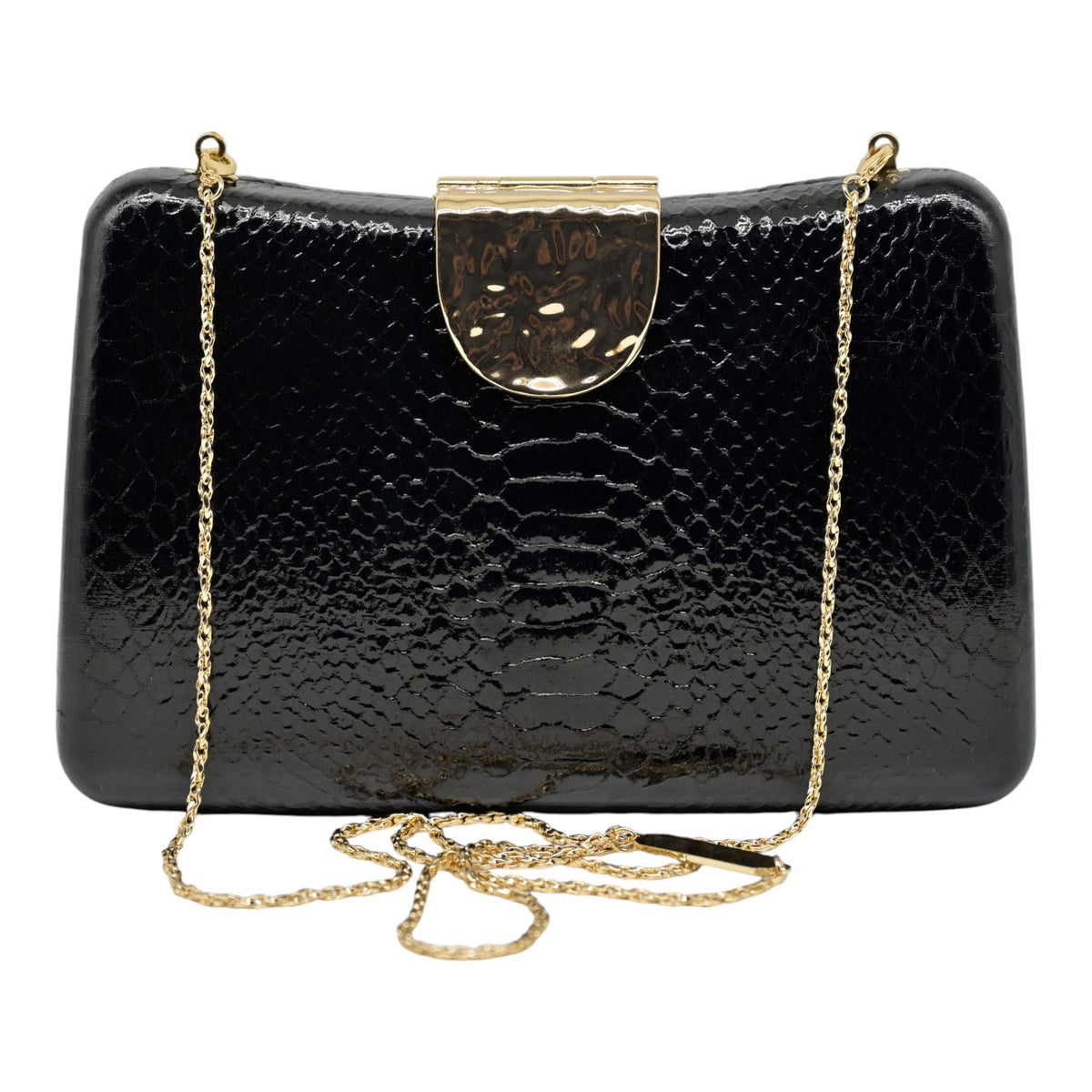Twenty Fourhaitch Oleria Τσάντα Clutch Ανάγλυφη - Μαύρη