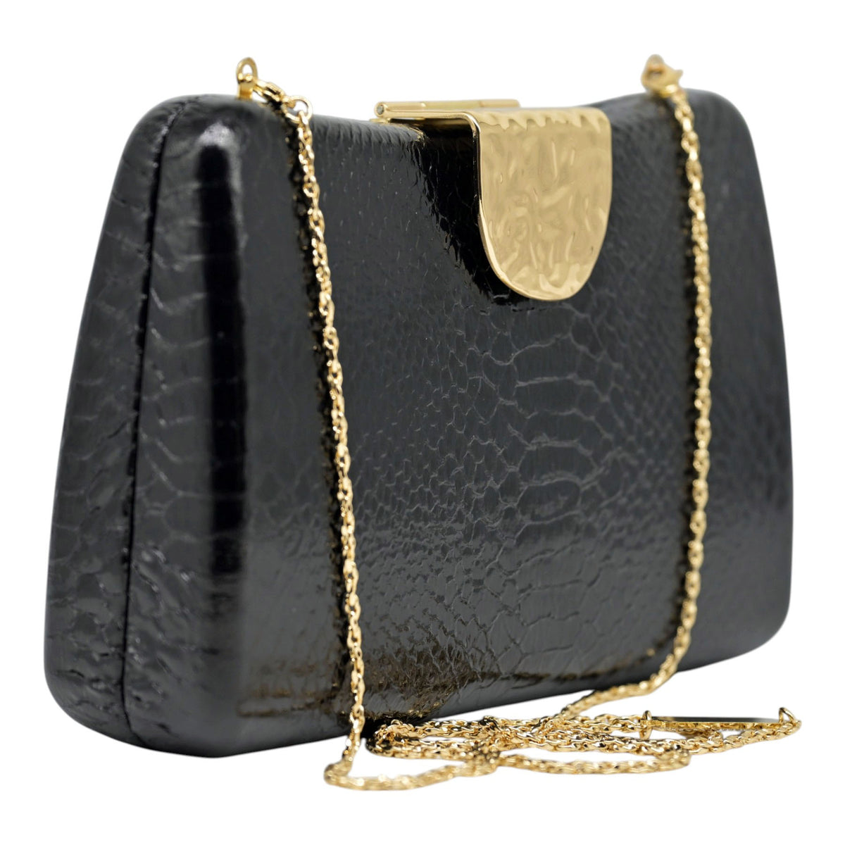 Twenty Fourhaitch Oleria Τσάντα Clutch Ανάγλυφη - Μαύρη