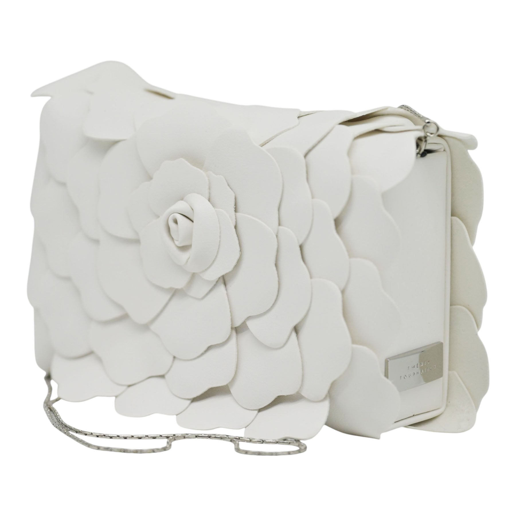 Twenty Fourhaitch Caleta Τσάντα Χιαστί με Τρισδιάστατο Λουλούδι - Λευκή