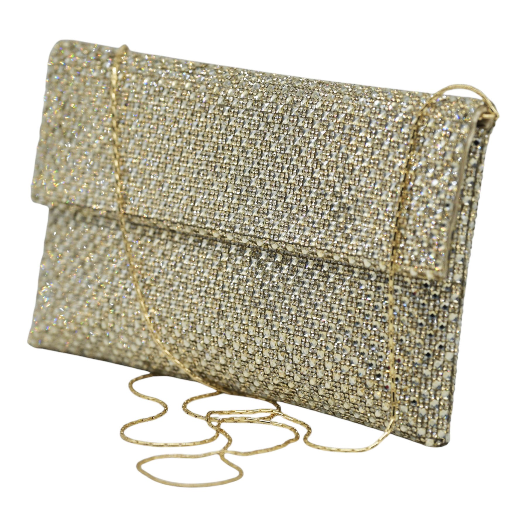 Twenty Fourhaitch Morna Τσάντα Φάκελος με Στρας - Χρυσή