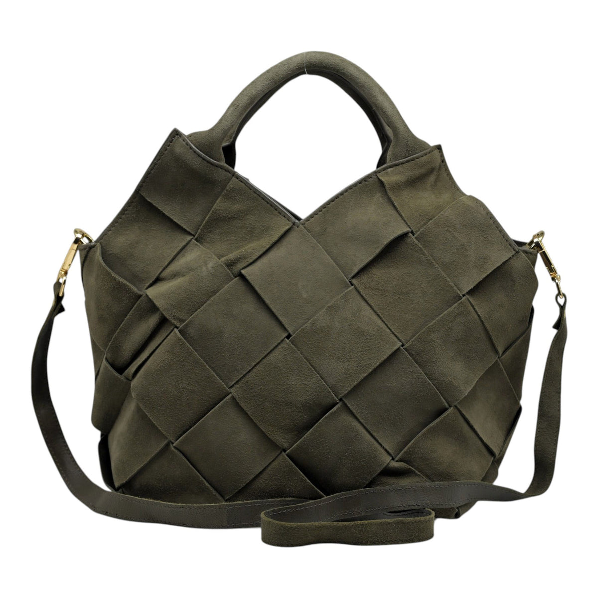 ViaMailBag Benni Τσάντα Χειρός Πλεκτή - Khaki Σουέντ