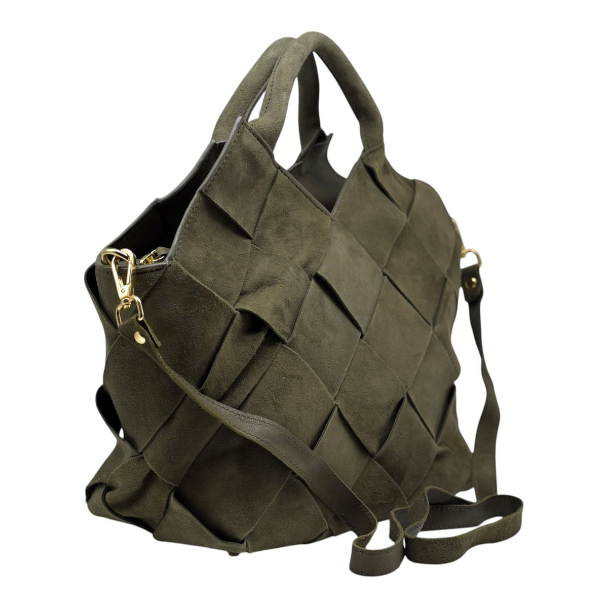 ViaMailBag Benni Τσάντα Χειρός Πλεκτή - Khaki Σουέντ