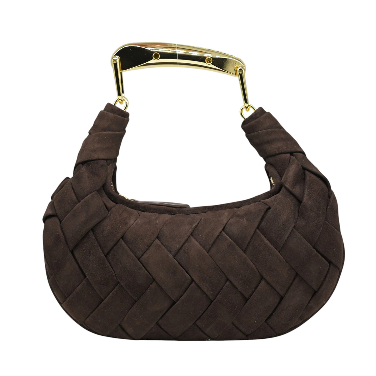 ViaMailBag Cozy Τσάντα Χειρός Πλεκτή - Καφέ Σουέντ
