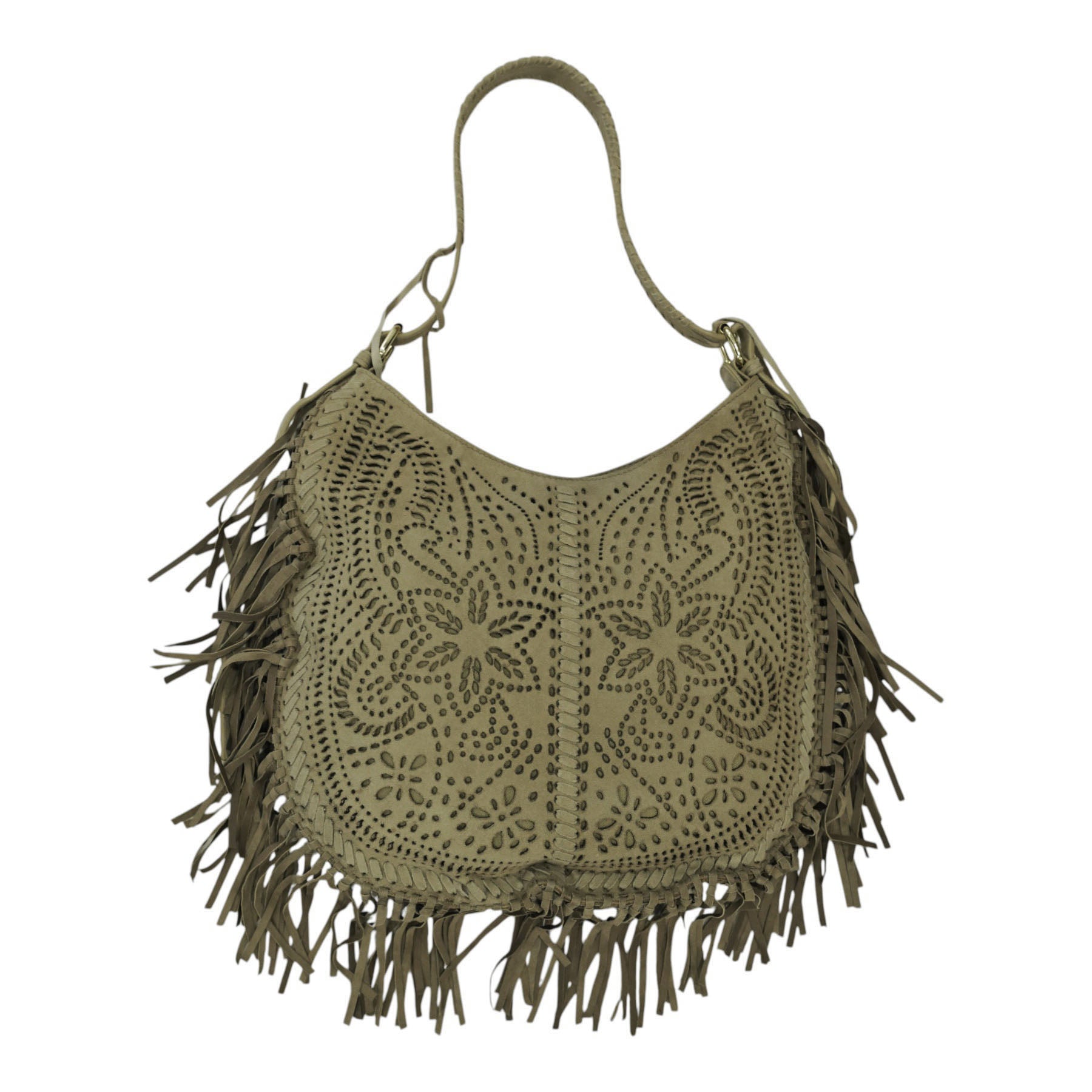 ViaMailBag Nadine Τσάντα Ώμου με Κρόσσια - Taupe Σουέντ