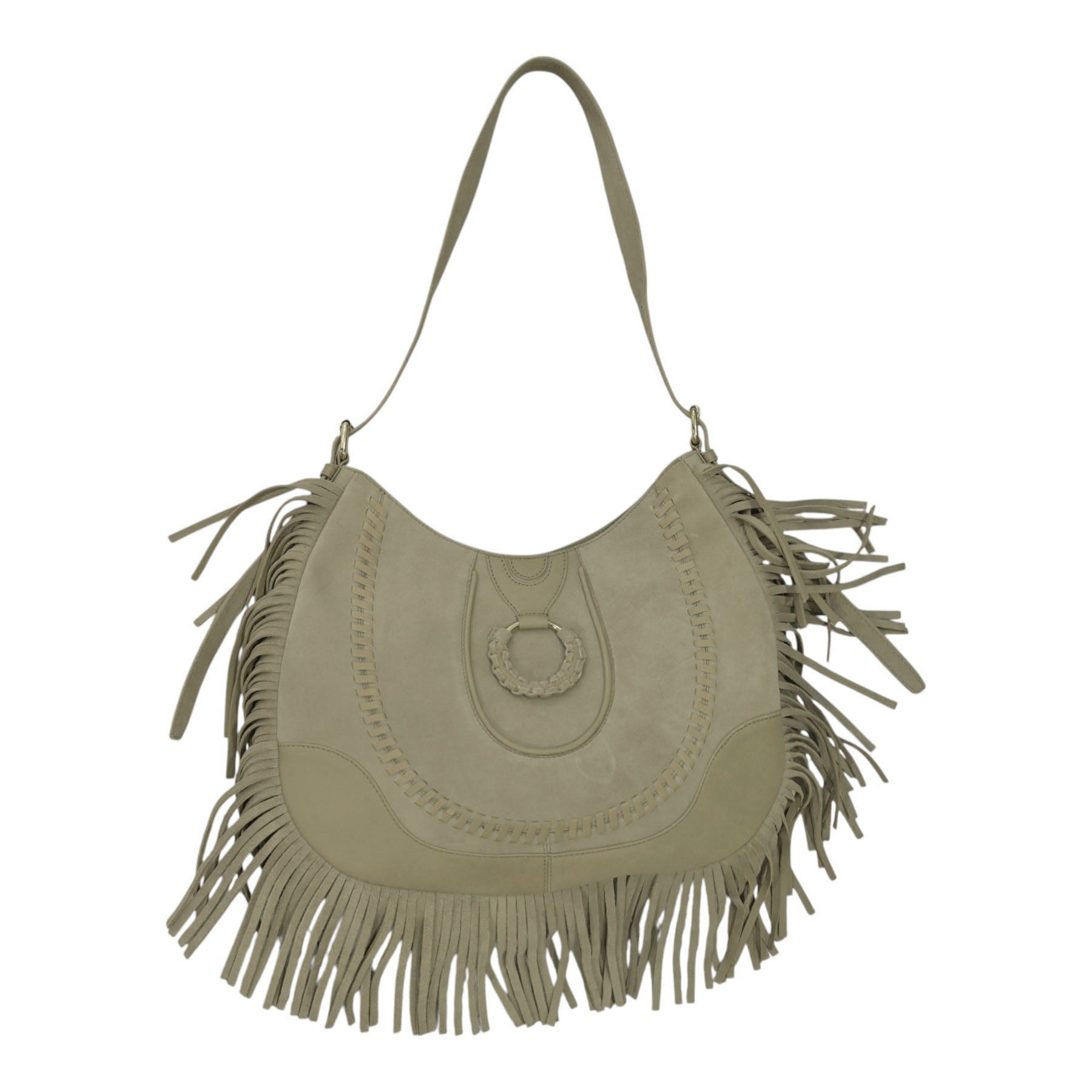 ViaMailBag Vivienne Τσάντα Ώμου με Κρόσσια και Κρίκο - Taupe