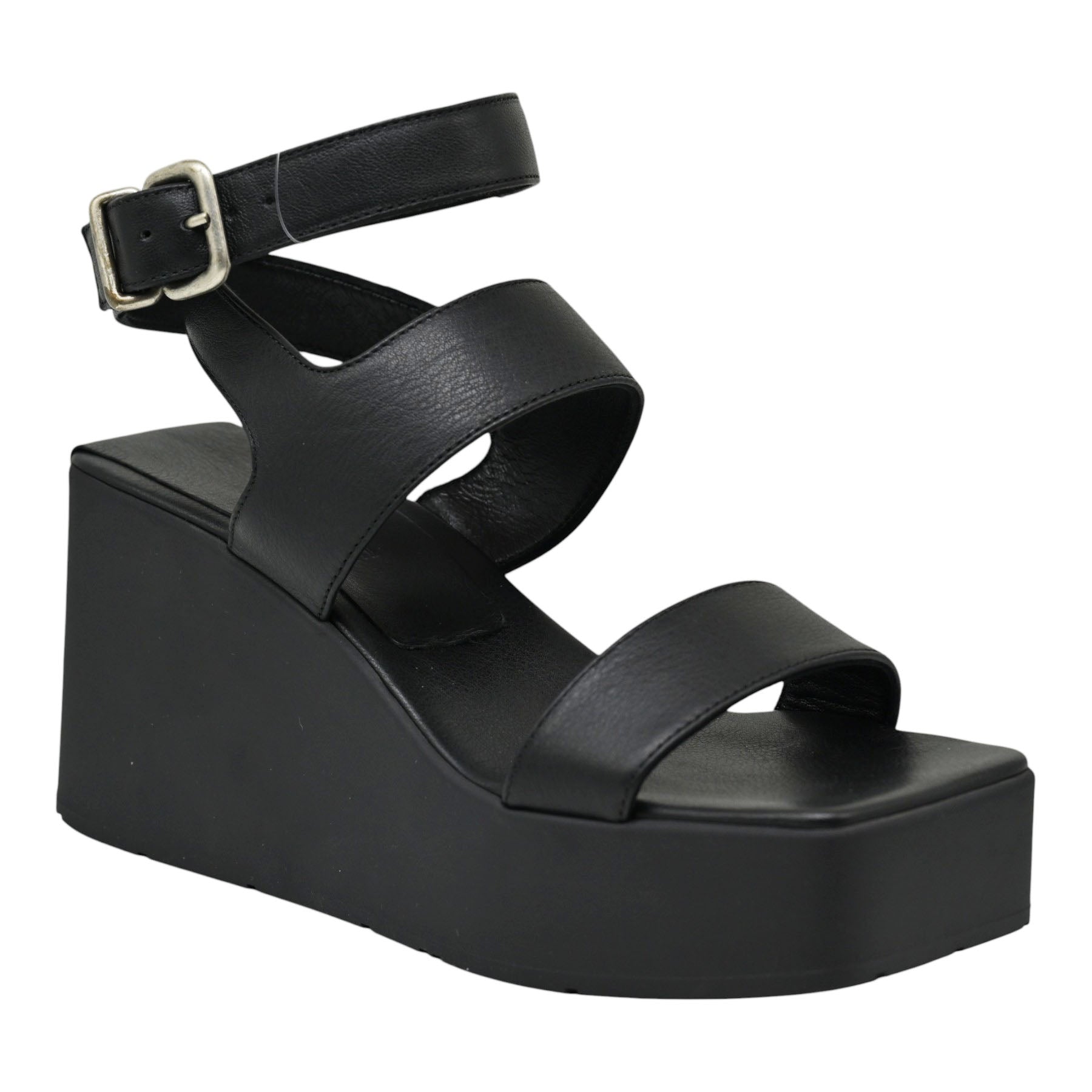 Πέδιλα Slingback με Καρέ Μύτη - Μαύρα