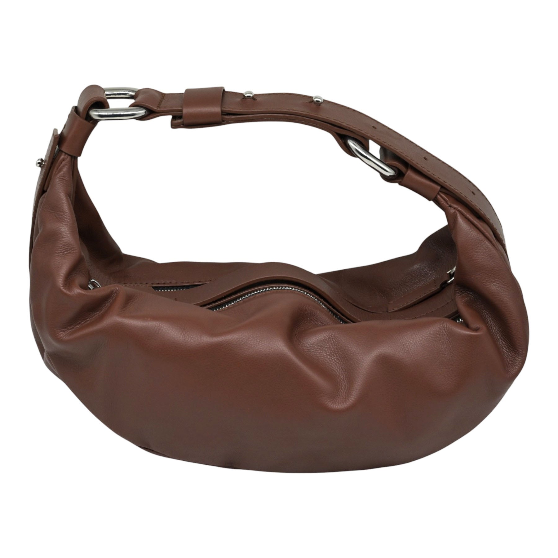 Vic Matie T626 Τσάντα Hobo με Διπλό Φερμουάρ - Ebano