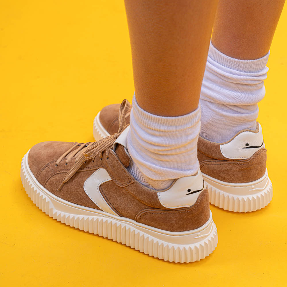 Voile Blanche 7542 Sneakers με Ανάγλυφη Σόλα - Κάμελ Σουέντ