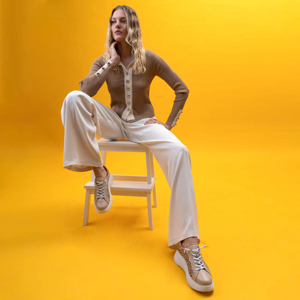 Wonders 3641 Sneakers Δίπατα με Laser Cut - Beige