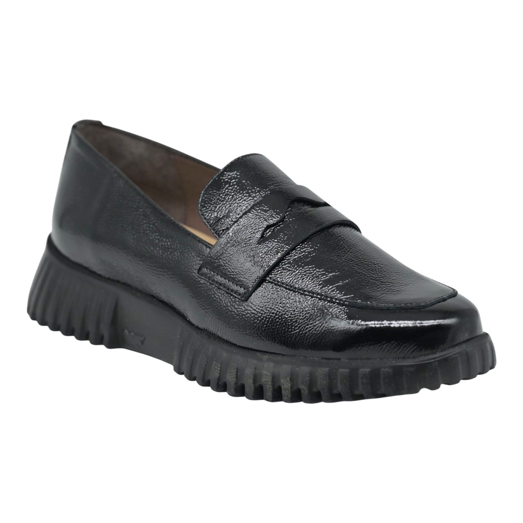 Wonders 4402 Loafers με Ανάγλυφη Σόλα - Μαύρο Λουστρίν