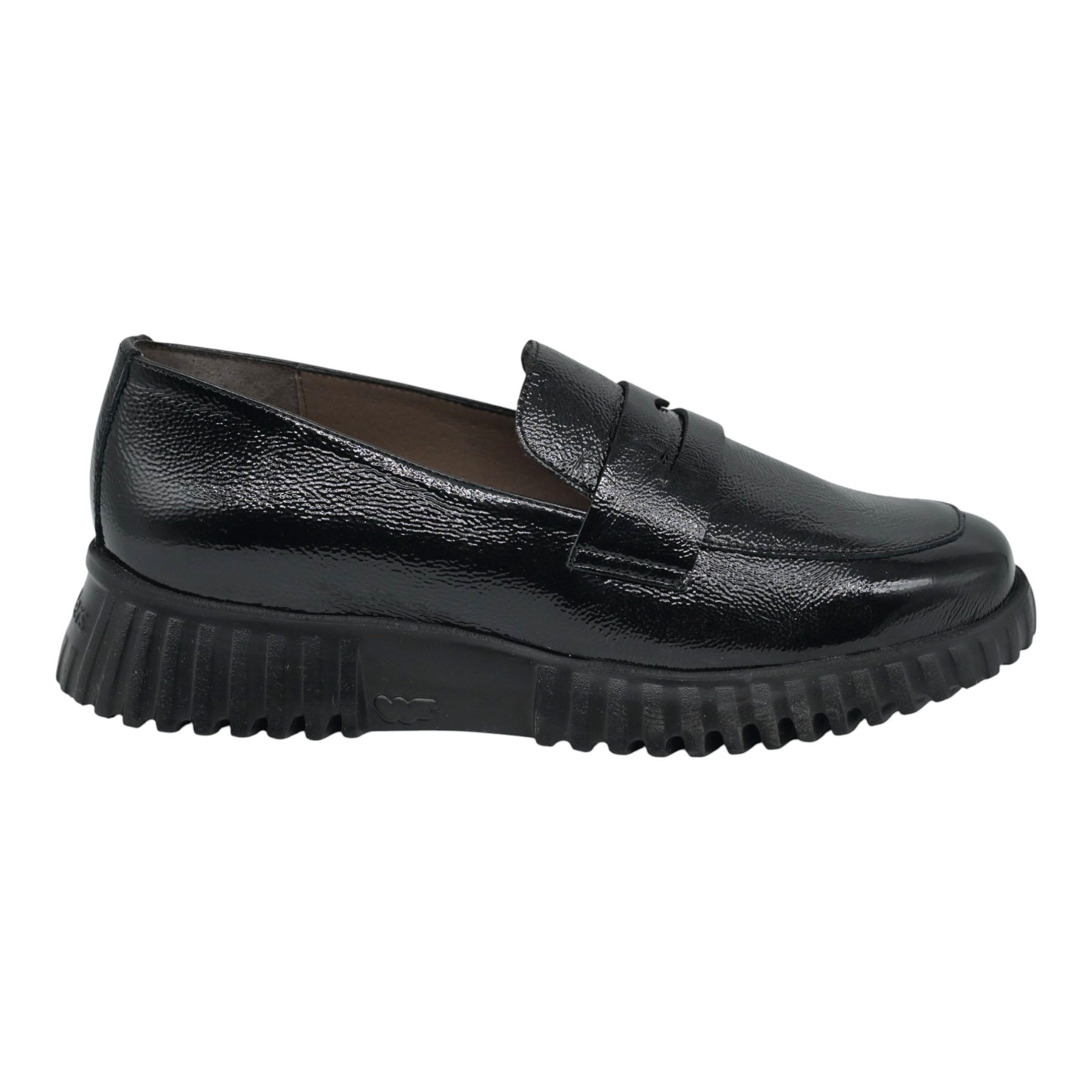 Wonders 4402 Loafers με Ανάγλυφη Σόλα - Μαύρο Λουστρίν