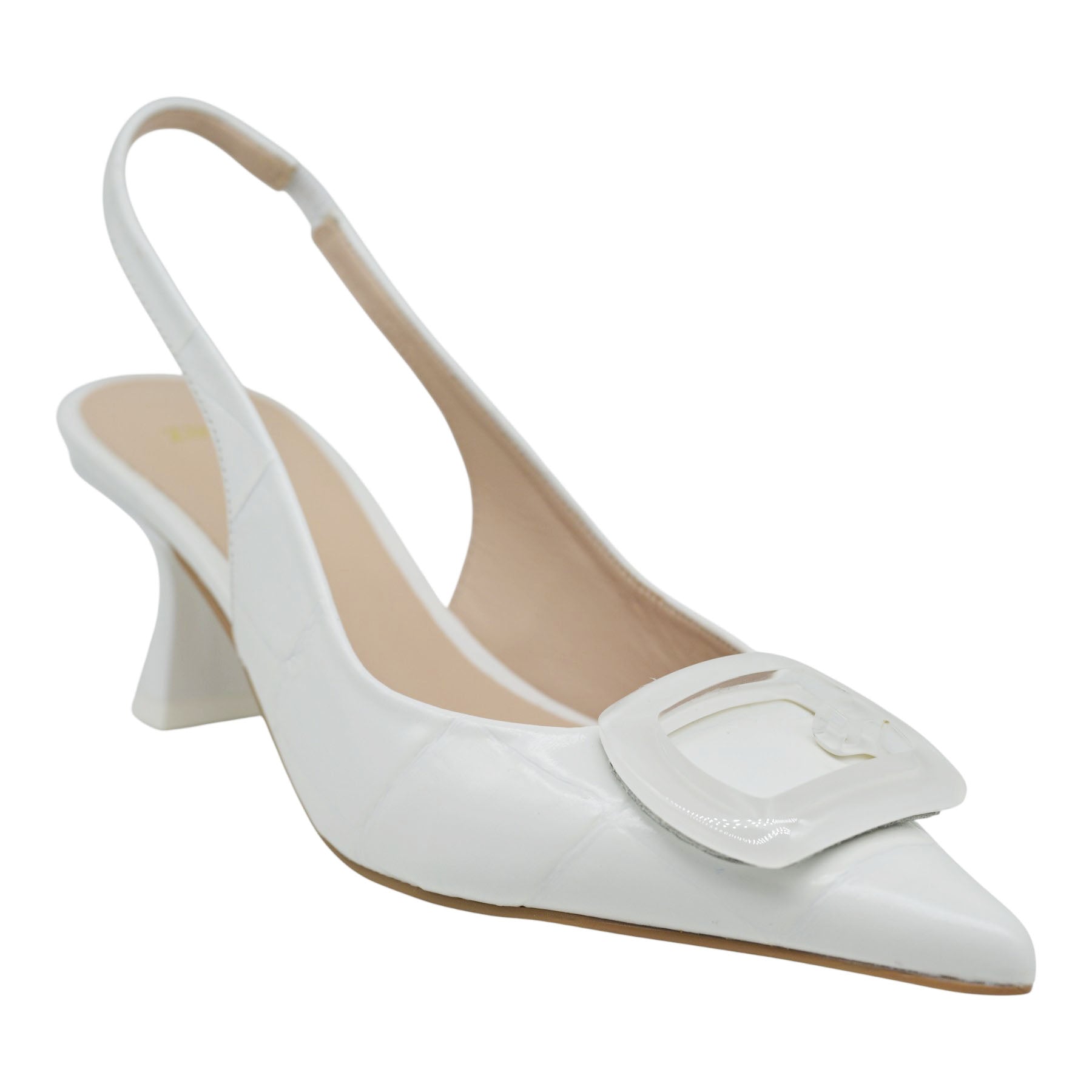 Zinda 2751 Γόβες Slingback με Τόκα - Άσπρες