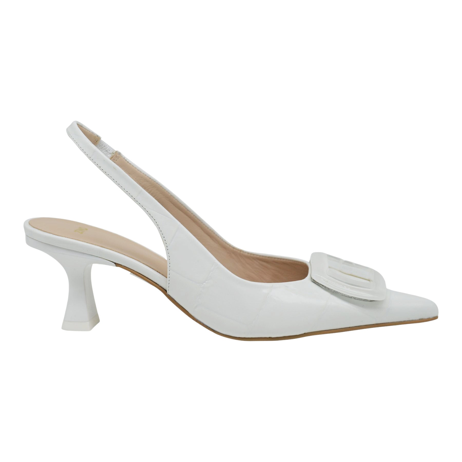 Zinda 2751 Γόβες Slingback με Τόκα - Άσπρες