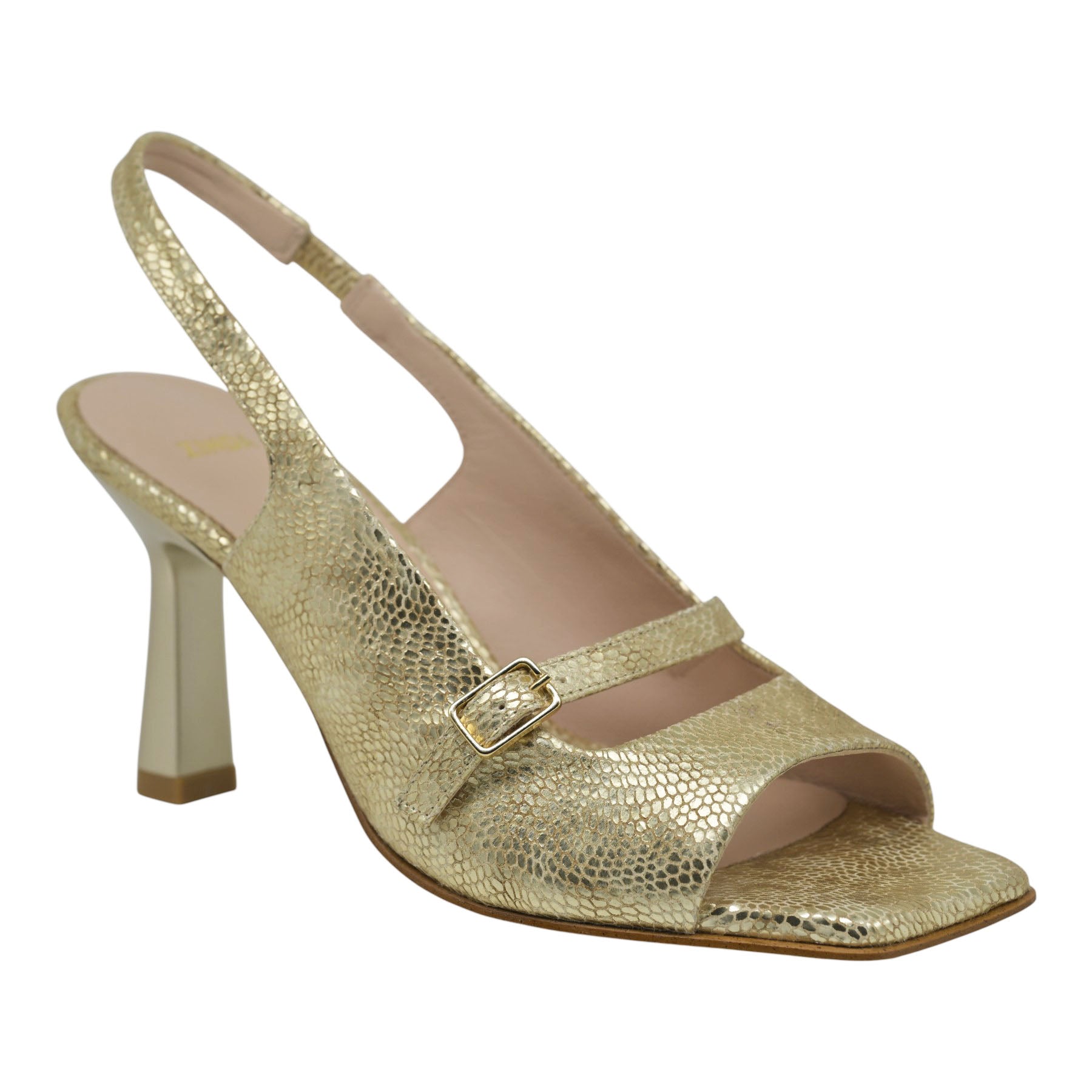Zinda 3179 Γόβες Slingback με Καρέ Peep Toe και Αγκράφα - Platino