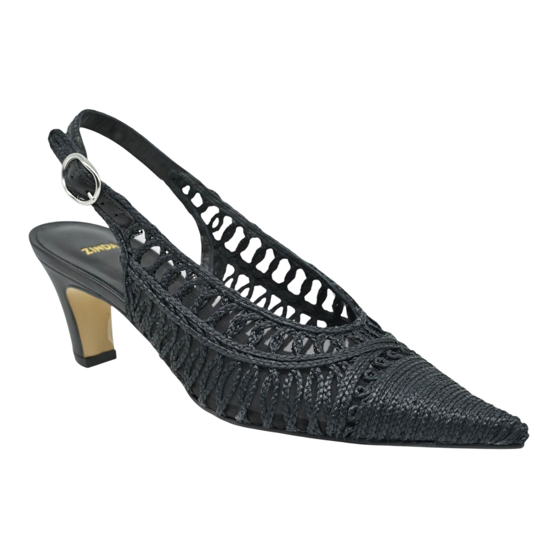 Zinda 3410 Γόβες Raffia Slingback - Μαύρες