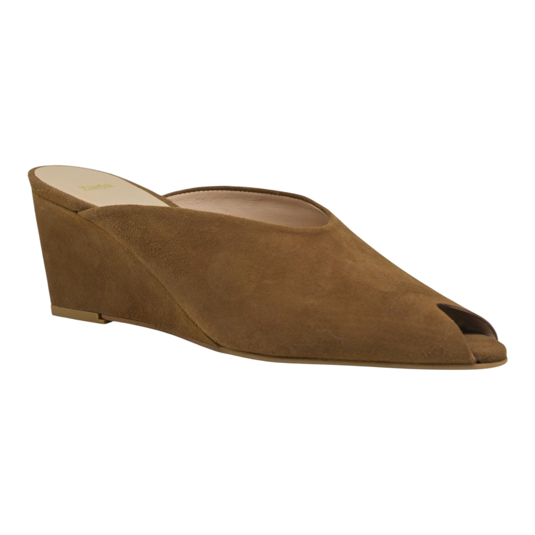 Zinda 3417 Mules Peep Toe με Πλατφόρμα - Marron Σουέντ