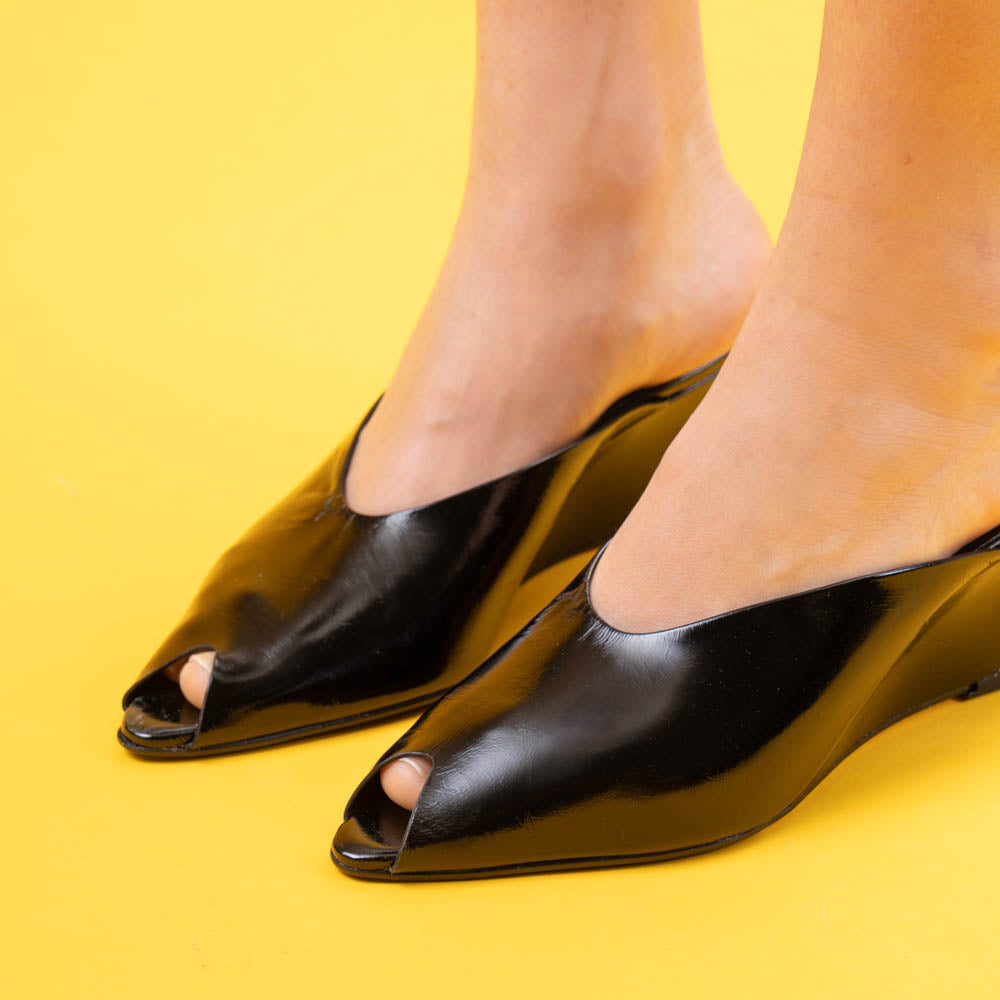 Zinda 3417 Mules Peep Toe με Πλατφόρμα - Μαύρα