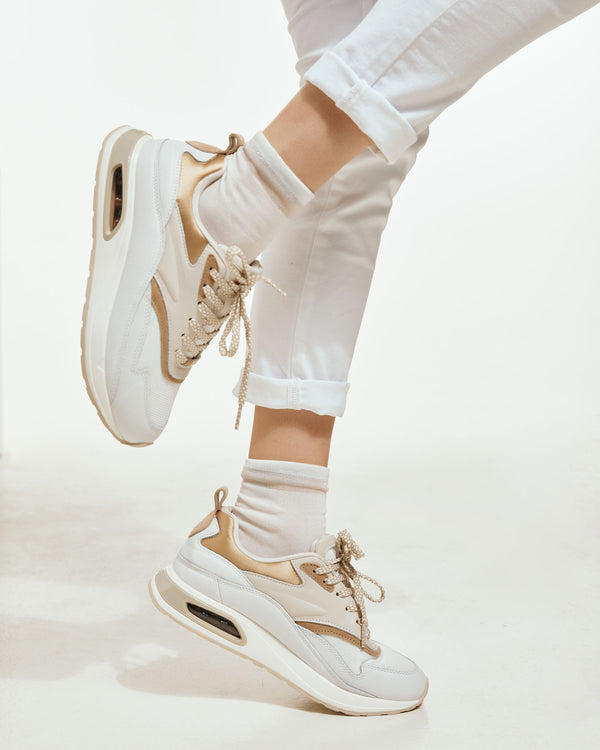 Hoff Sneakers με Αερόσολα - Μπεζ/Χρυσό