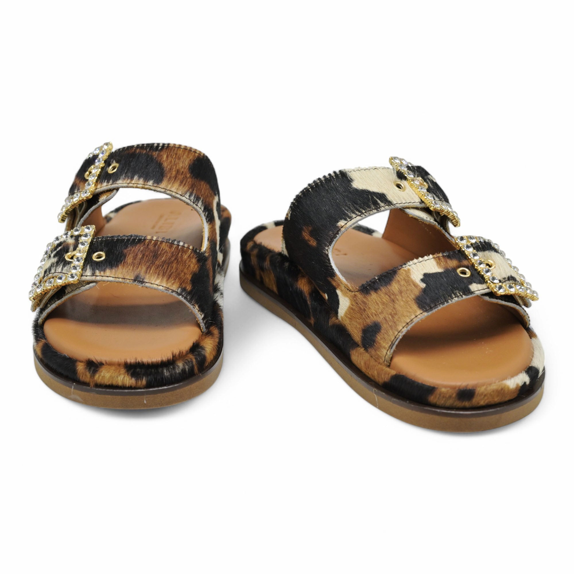 Alibi Greta Παντόφλες με Στρας - Εκρού με Καφέ