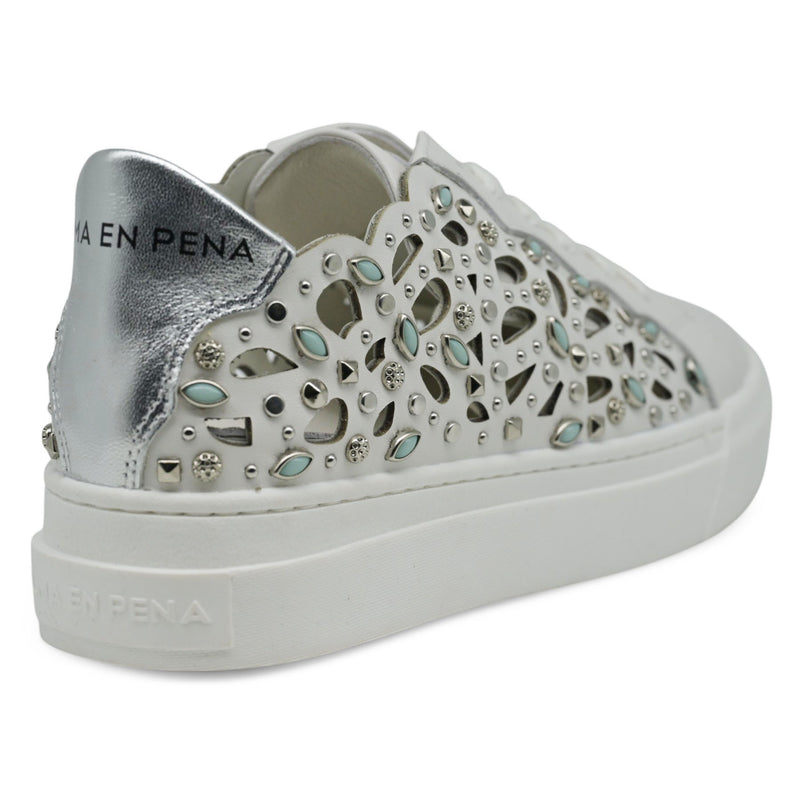 Alma en Pena 224 Sneakers Laser Cut με Πέτρες - Άσπρο