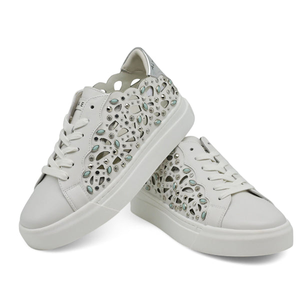Alma en Pena 224 Sneakers Laser Cut με Πέτρες - Άσπρο