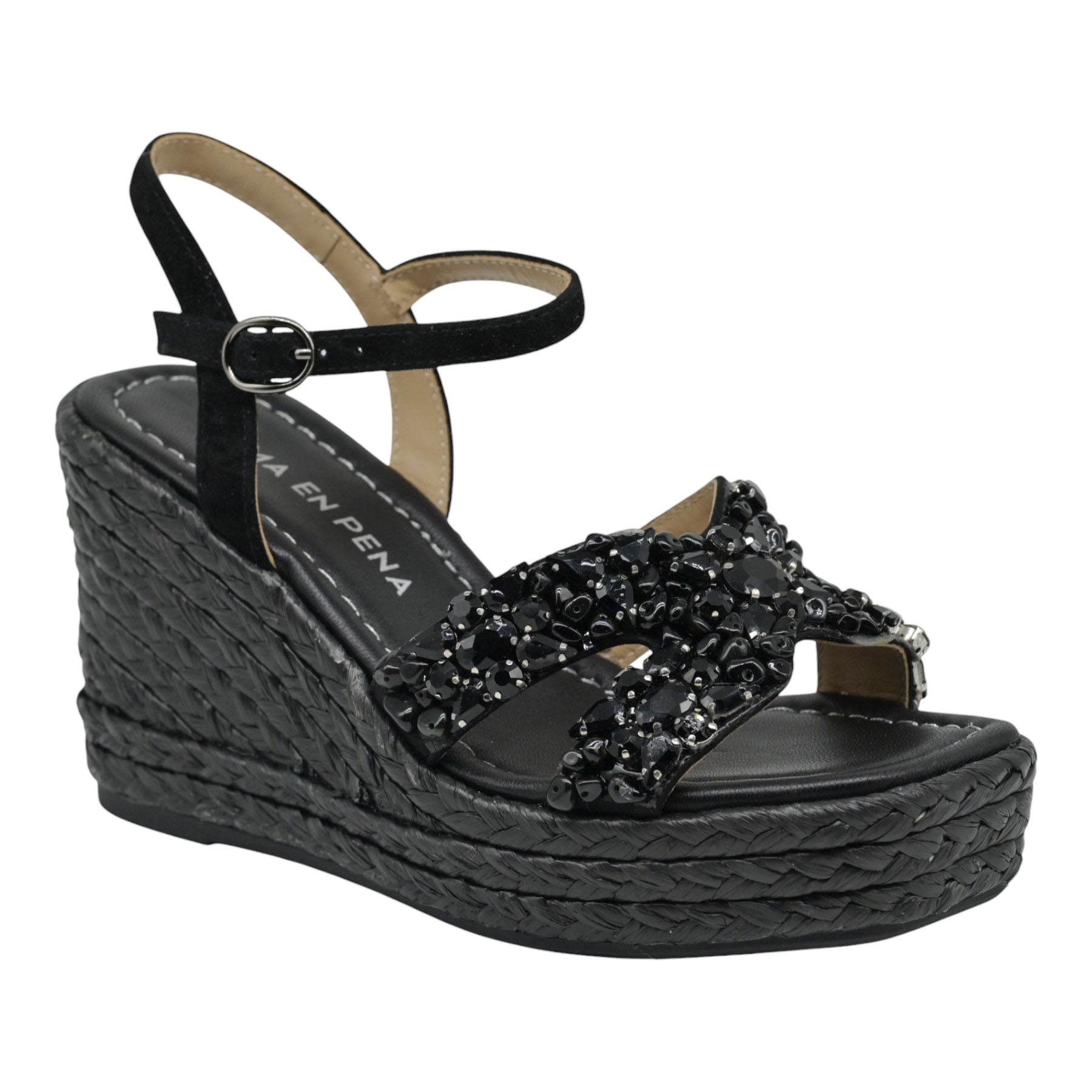 Alma en Pena 278 Πλατφόρμες Εσπαντρίγια με Κρύσταλλα - Μαύρο