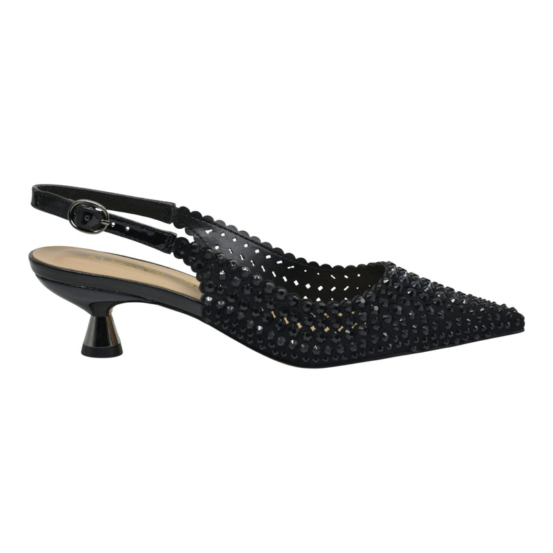 Alma en Pena 531 Slingback Γόβες με Διακοσμητικές Πέτρες - Μαύρο
