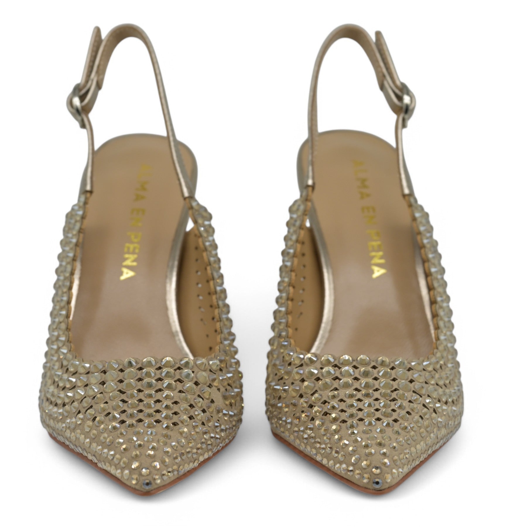 Alma en Pena 616 Slingback Διάτρητες Γόβες με Πέτρες - Bronce