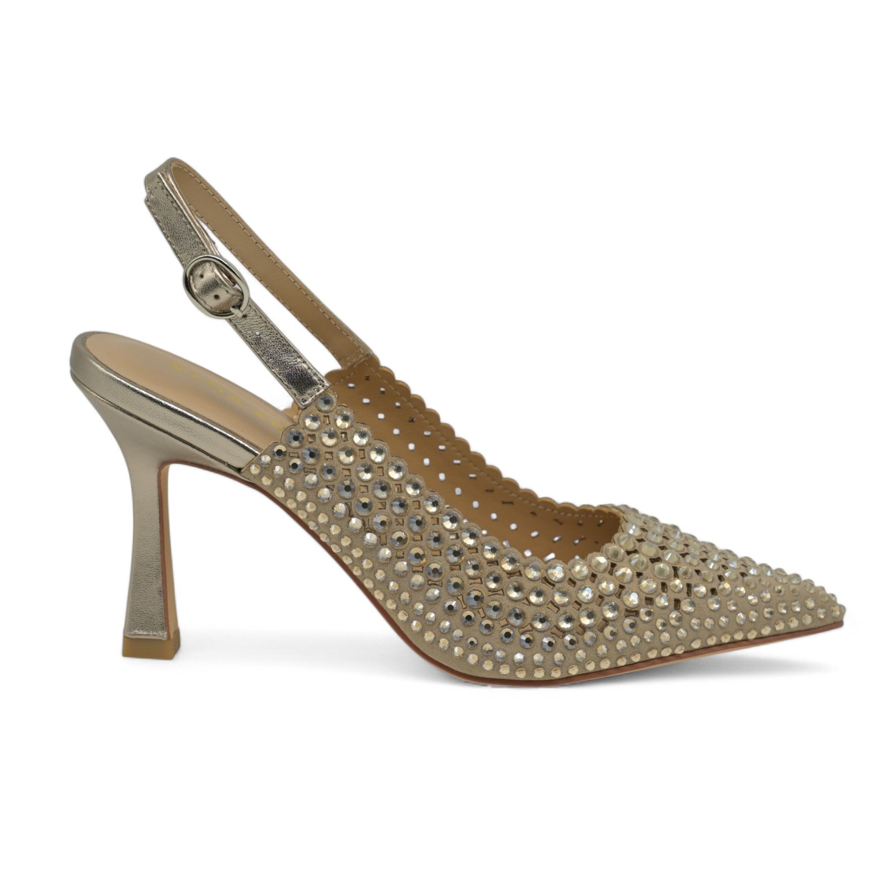 Alma en Pena 616 Slingback Διάτρητες Γόβες με Πέτρες - Bronce