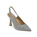 Alma en Pena 616 Slingback Γόβες με Ασημί Πέτρες - Ασημί