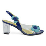 Azurée Majora Slingback Διάφανες Γόβες με Λουλούδια - Μπλε