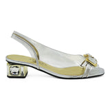Azurée Mawa 13B Slingback Διάφανα Γοβάκια με Κρύσταλλα - Ασημί με Χρυσό